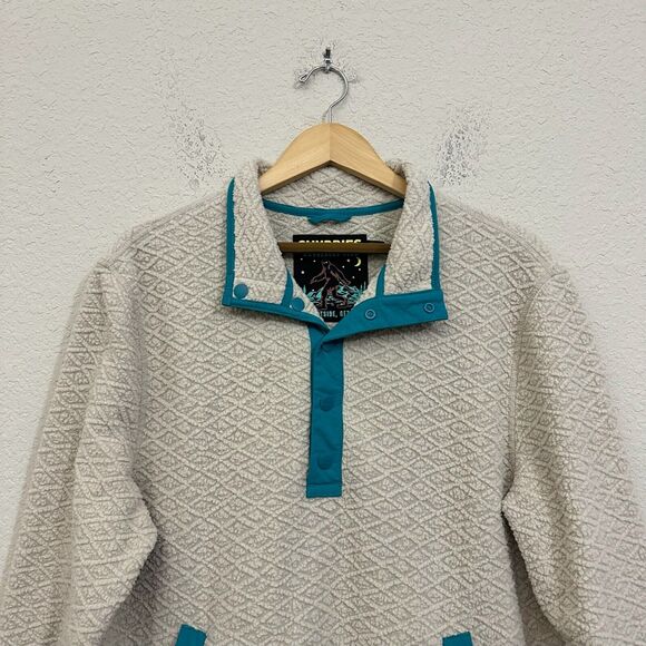 CHUBBIES Wanderers Club Textured Fleece Pullover Beige 1/4 Snap Outdoor - Picture 3 of 10